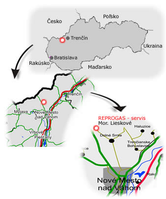 mapka Slovensko - Reprogas